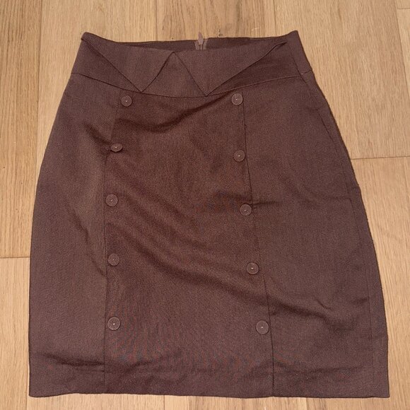 Korean Brown Pencil Skirt - Picture 1 of 3